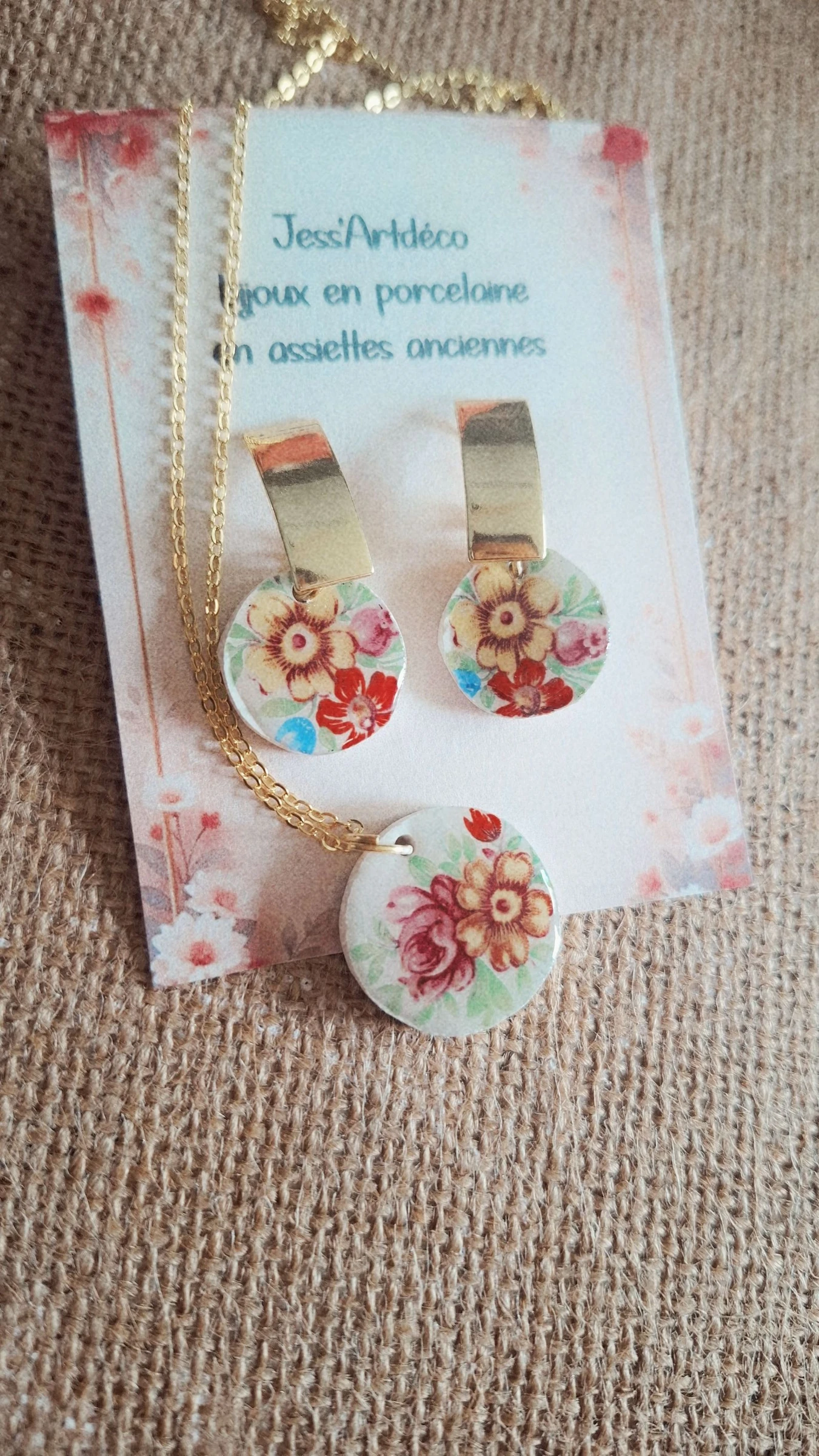 Parure porcelaine collier et boucles